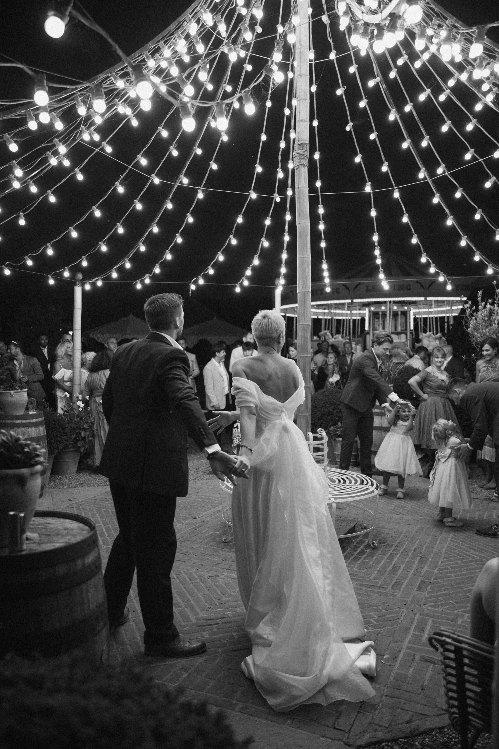 Dance outside under a maypole of a thousand twinkle lights.
